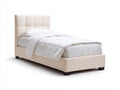Cama individual tapizada 205 x 105 x 115 cm - beige claro - cabecero acolchado con paneles rectangulares - diseño moderno para dormitorio