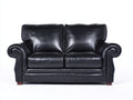 Sofá de 2 plazas tapizado efecto cuero 168x92x88 cm - Negro - Reposabrazos enrollados y diseño clásico