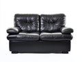 Sofá de 2 plazas tapizado efecto cuero 160x90x90 cm - Negro - Diseño clásico con acolchado capitoné