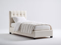 Cama individual tapizada 205 x 105 x 105 cm - beige - cabecero acolchado diseño moderno