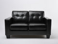 Sofá de 2 plazas tapizado efecto cuero negro 160 x 82 x 85 cm - respaldo capitoné - diseño contemporáneo