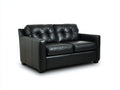 Sofá de 2 plazas 170 x 88 x 84 cm - negro - tapizado efecto piel con respaldo capitoné y reposabrazos rectos - diseño moderno para salón