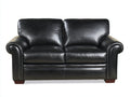 Sofá de 2 plazas tapizado en cuero 168 x 92 x 90 cm - negro - diseño clásico con reposabrazos curvos