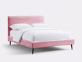 Cama doble tapizada 205 x 168 x 110 cm - rosa - cabecero acolchado y patas negras con diseño moderno