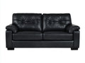 Sofá de 2 plazas tapizado efecto cuero 175 x 90 x 90 cm - negro - respaldo acolchado con botones diseño moderno