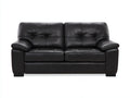 Sofá de 2 plazas 176 x 91 x 88 cm - negro - tapizado efecto piel con respaldo acolchado y reposabrazos anchos - diseño moderno para salón