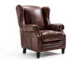 Sillón orejero tapizado efecto cuero marrón 88 x 91 x 110 cm - respaldo alto envolvente - estilo clásico