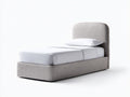 Cama individual tapizada en tejido 210 x 105 x 110 cm - gris claro - diseño moderno con cabecero acolchado